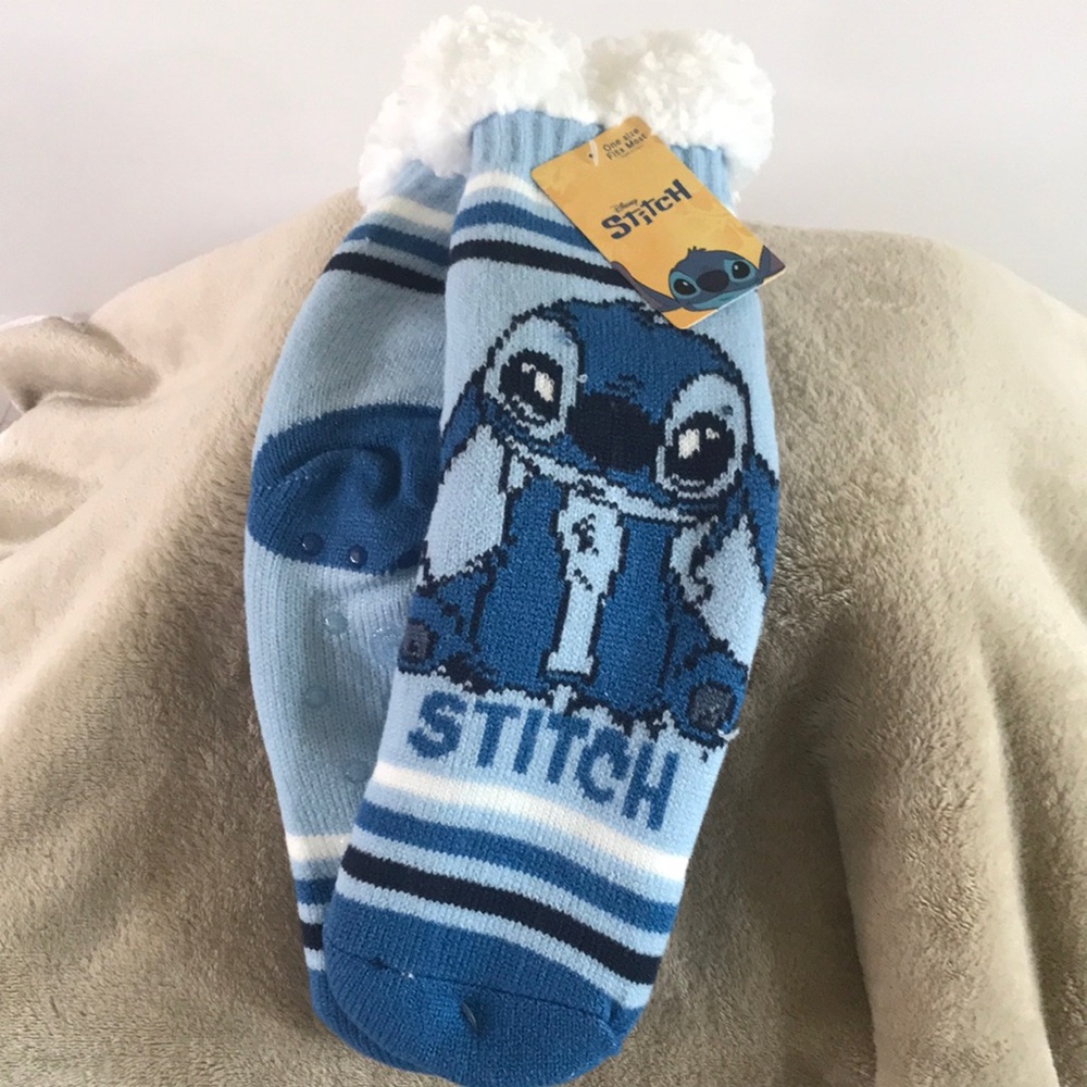 Stitch Blue and White Cozy Socks